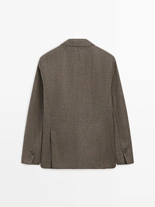 Льняной пиджак с деталями карманов- Заказать в России