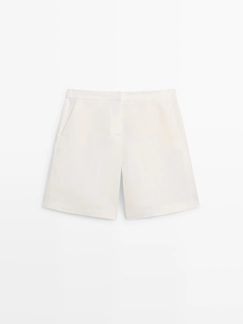 Длинные льняные бермуды