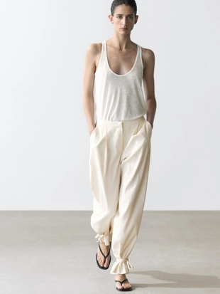 CREAM | 5065/694/712 - Massimo Dutti Брюки свободного кроя с завышенной талией