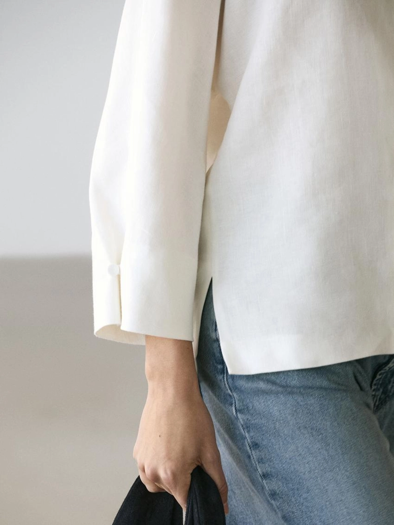 Пиджак из льна с деталями на пуговицах