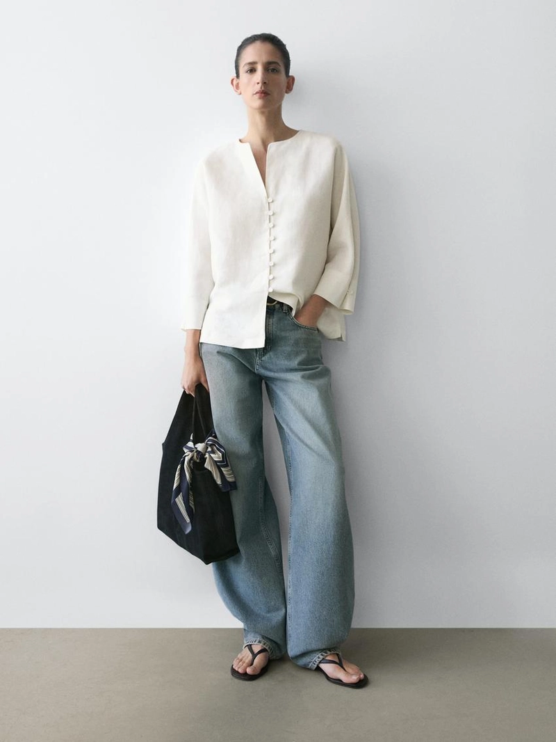 Пиджак из льна с деталями на пуговицах