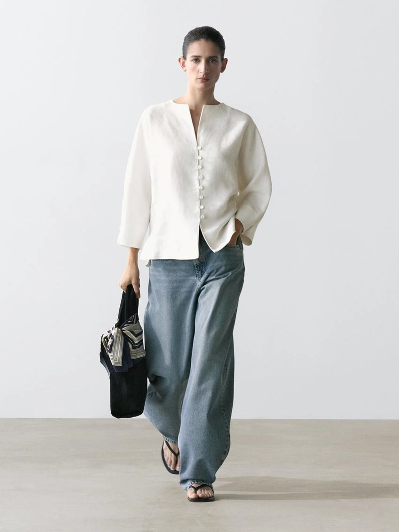 Пиджак из льна с деталями на пуговицах