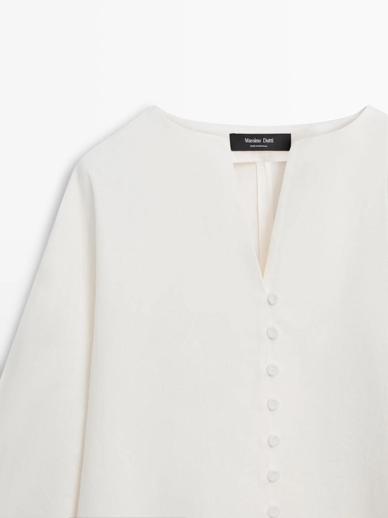 Пиджак из льна с деталями на пуговицах