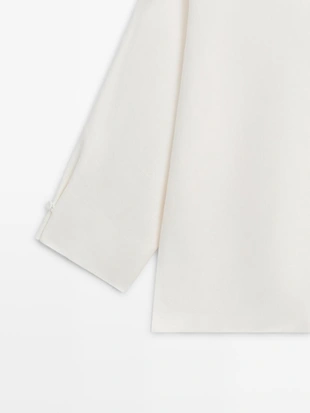 Off white|6035/673 - Massimo Dutti Пиджак из льна с деталями на пуговицах