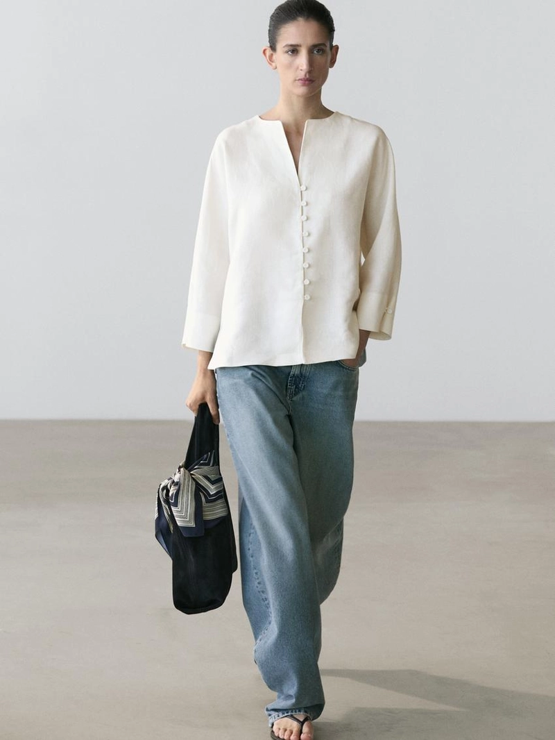 Пиджак из льна с деталями на пуговицах