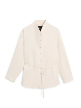 CREAM | 6059/694/712 - Massimo Dutti Потоковая рубашка с деталями воротника