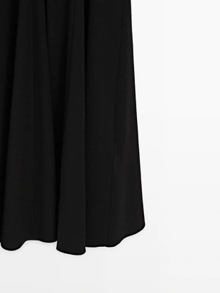 Купить Massimo Dutti Платье миди с вырезом на шее и деталью банта