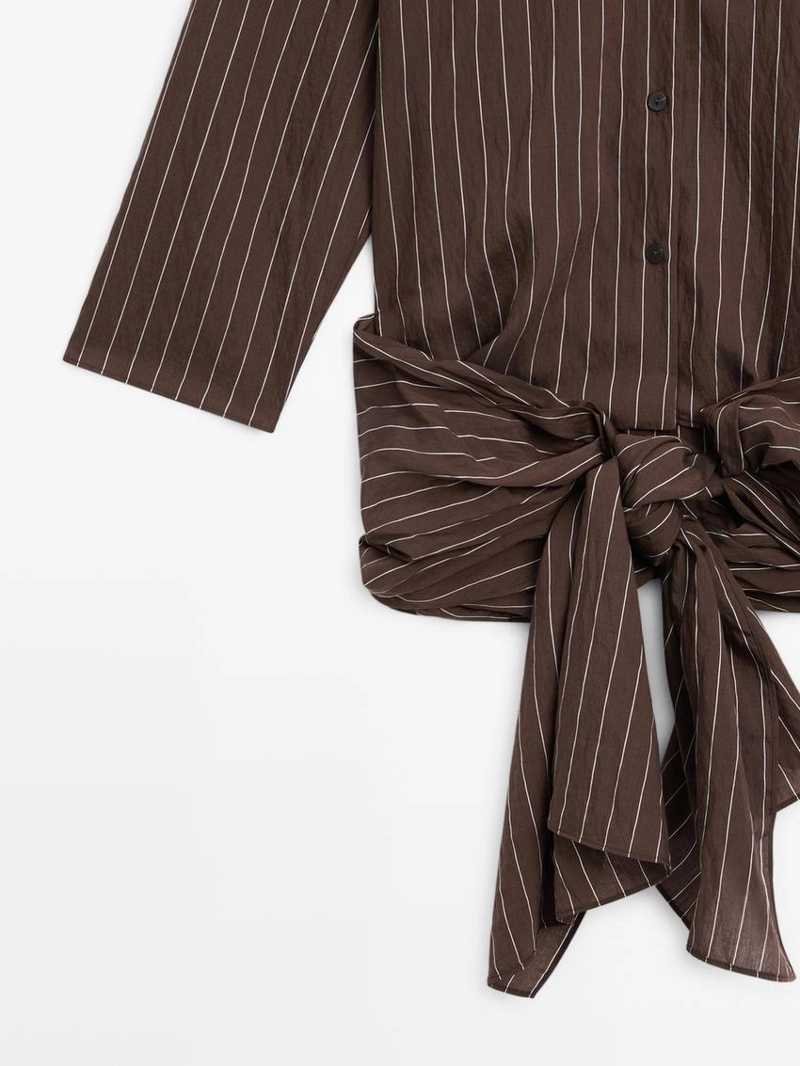 Рубашка в полоску с деталями шарфа