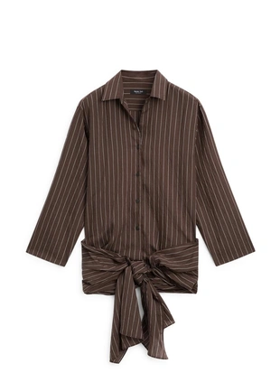 BROWN | 5131/531/700 - Massimo Dutti Рубашка в полоску с деталями шарфа