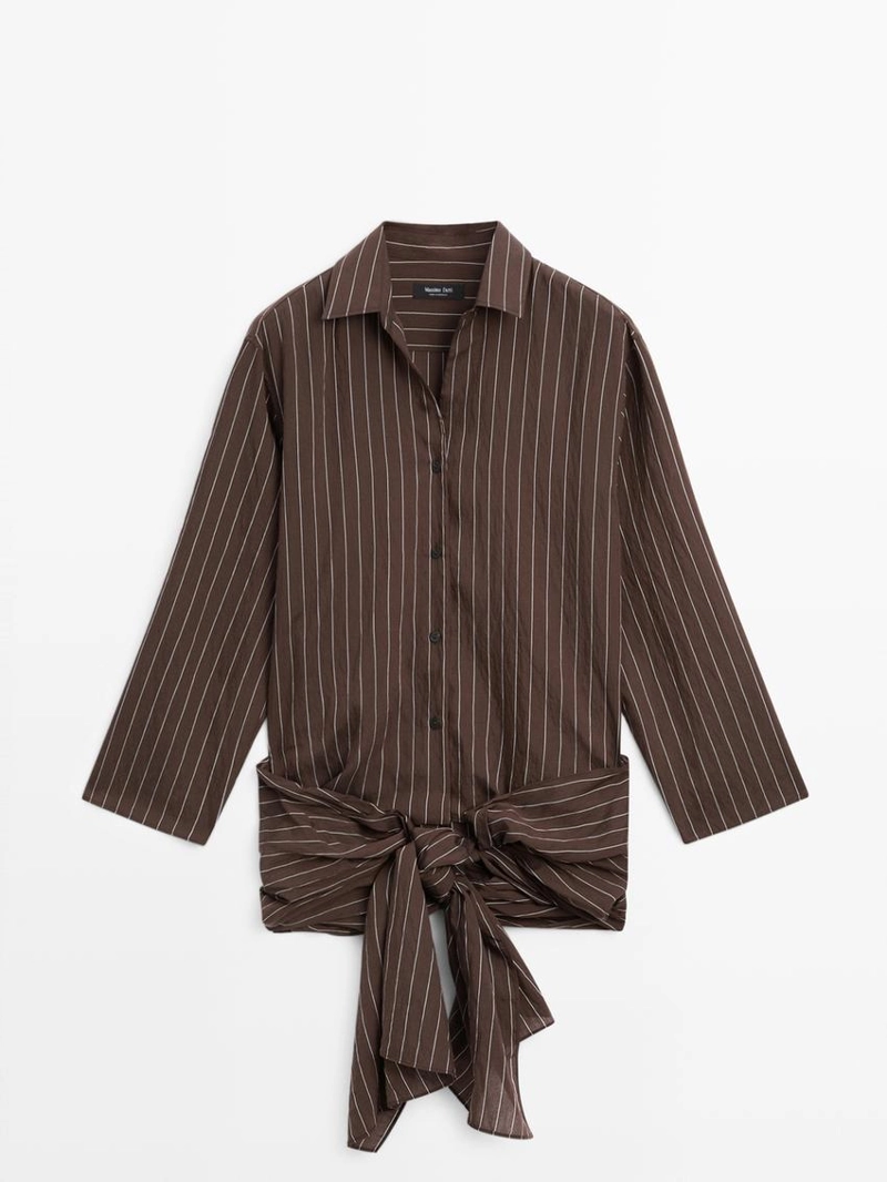 Рубашка в полоску с деталями шарфа