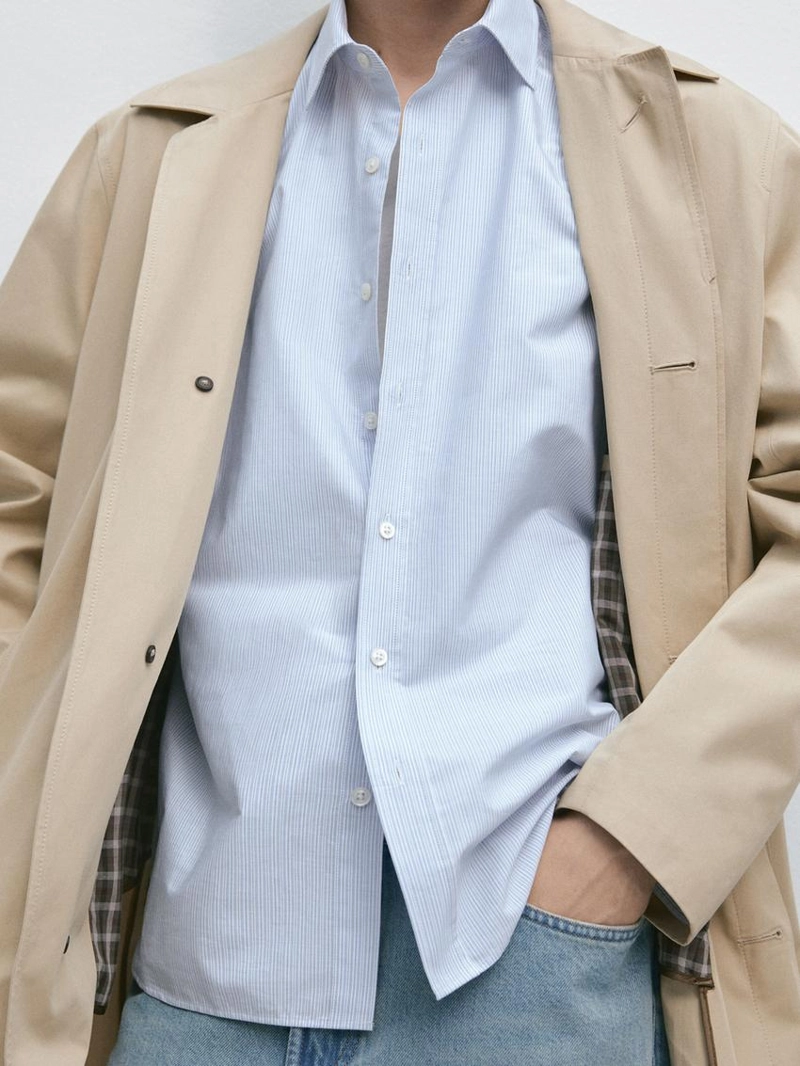 Пальто-тренч из хлопка с деталями внутри