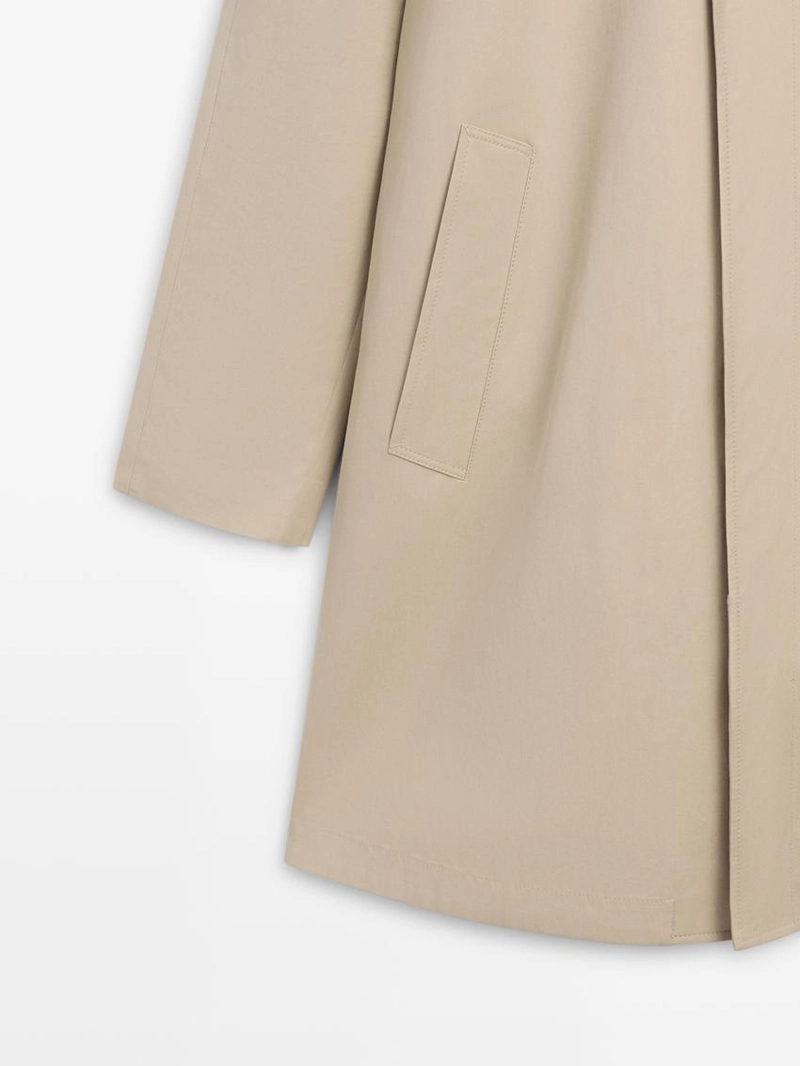 Пальто-тренч из хлопка с деталями внутри