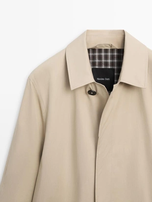 Пальто-тренч из хлопка с деталями внутри- Заказать в России