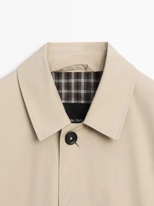 Пальто-тренч из хлопка с деталями внутри- Заказать в России