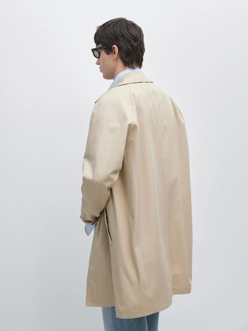 Пальто-тренч из хлопка с деталями внутри