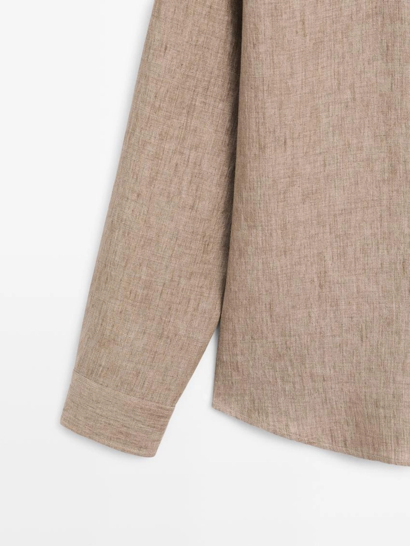 Рубашка из льна с карманом regular fit и потертостями