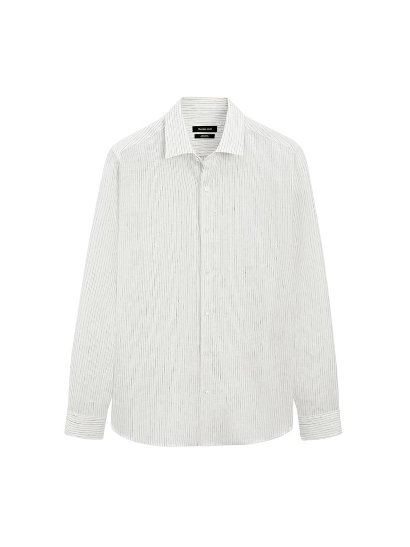 Рубашка из льна в полоску свободного кроя