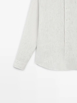 Рубашка из льна в полоску свободного кроя- Заказать в России