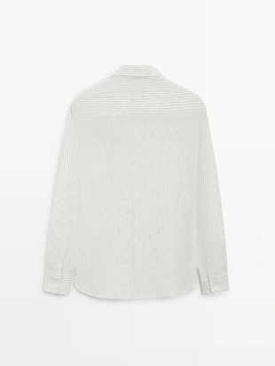 Рубашка из льна в полоску свободного кроя- Заказать в России