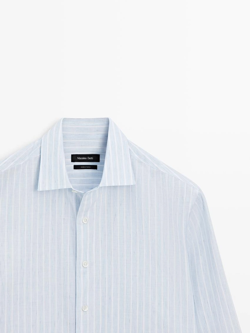 Рубашка из хлопково-вискозного текстиля с полосками regular fit