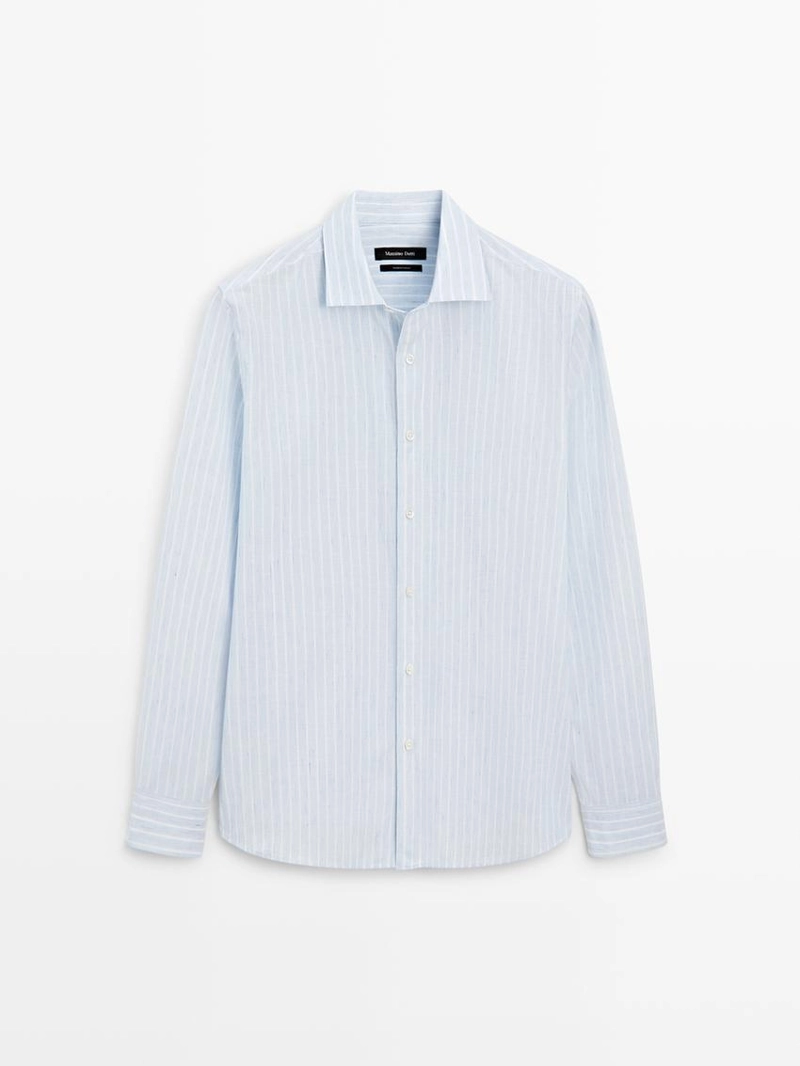 Рубашка из хлопково-вискозного текстиля с полосками regular fit