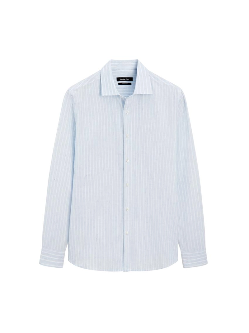 Рубашка из хлопково-вискозного текстиля с полосками regular fit