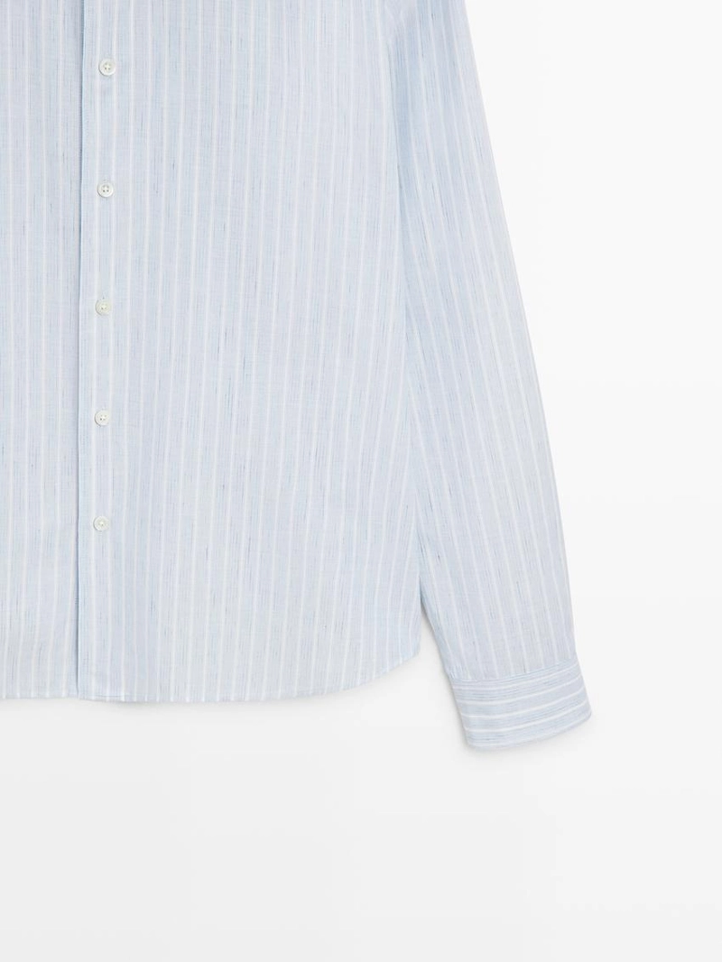 Рубашка из хлопково-вискозного текстиля с полосками regular fit