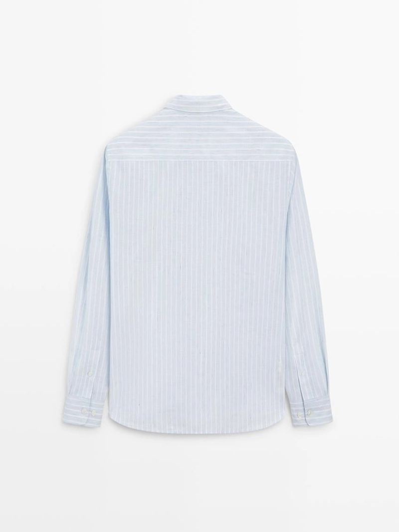 Рубашка из хлопково-вискозного текстиля с полосками regular fit