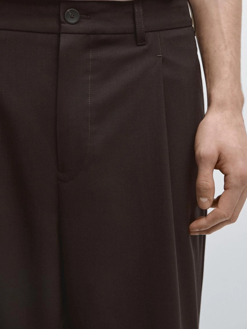 Брюки из шерстяной смеси свободного кроя