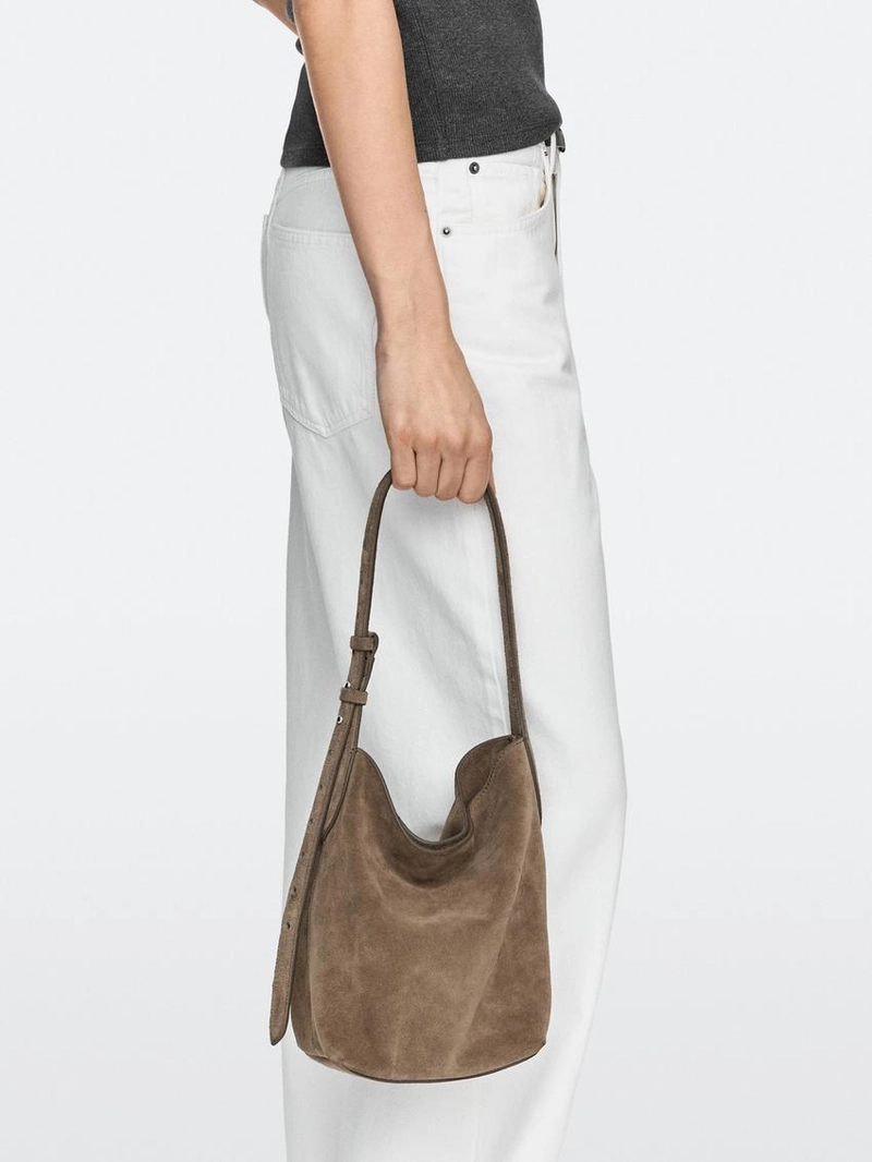 Мини-сумка из кожи и замши