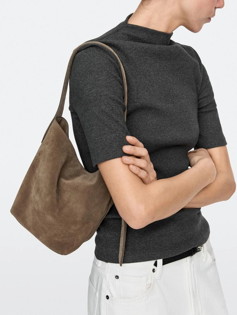 Мини-сумка из кожи и замши