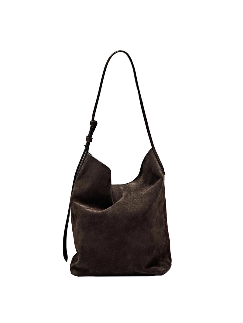 Сумка-ведро из замши натуральной кожи