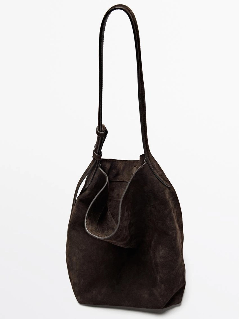 Сумка-ведро из замши натуральной кожи