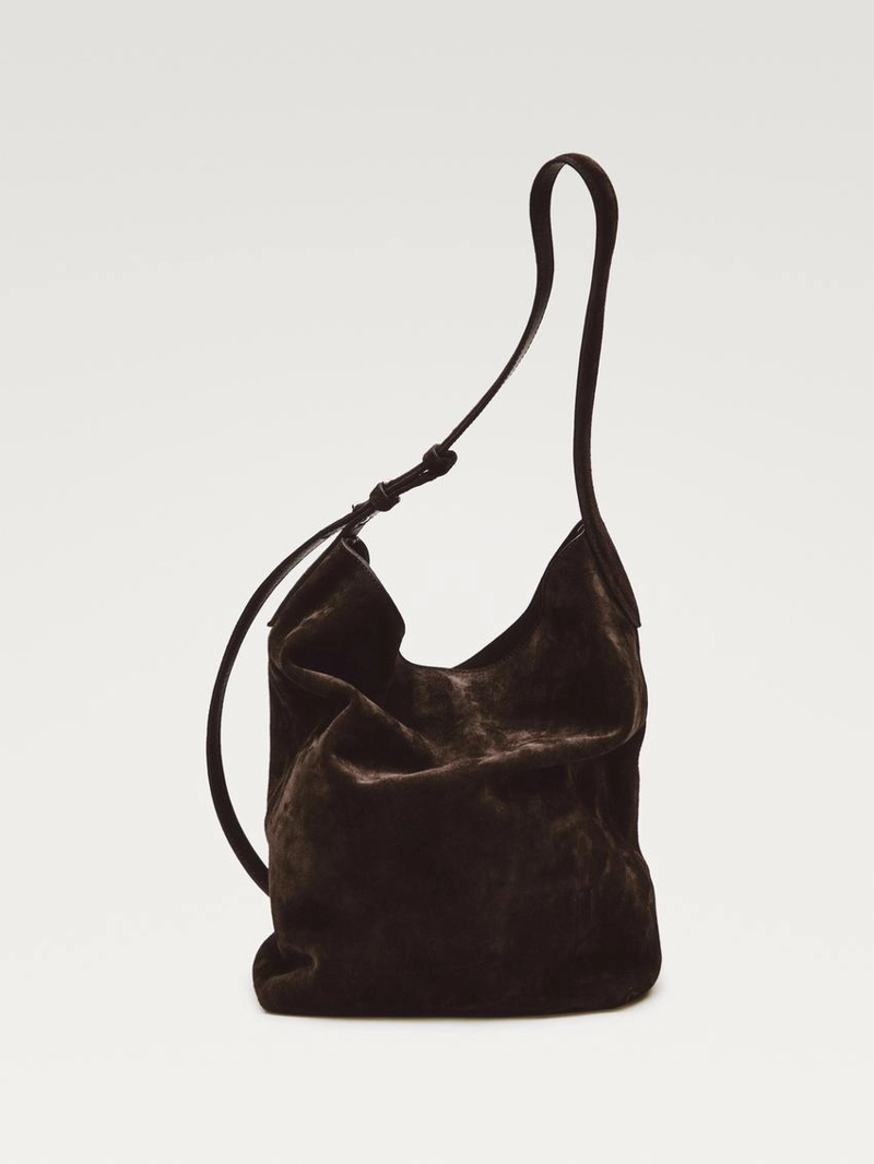 Сумка-ведро из замши натуральной кожи