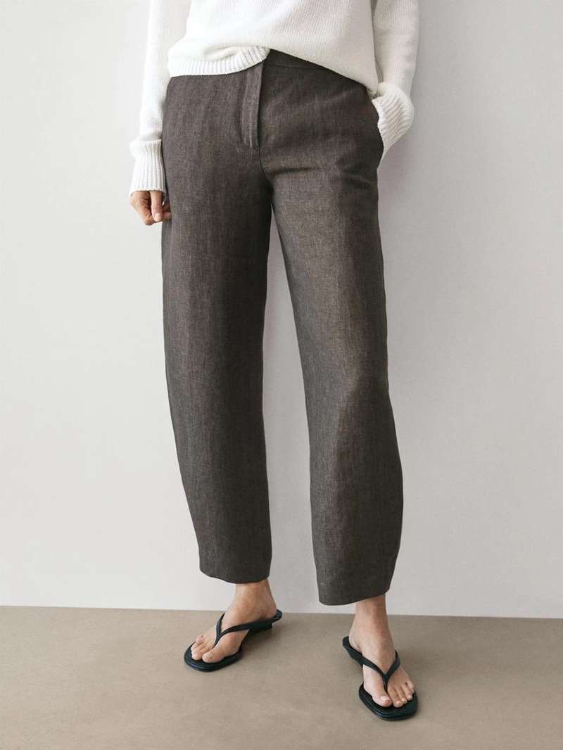 Льняные брюки прямого кроя