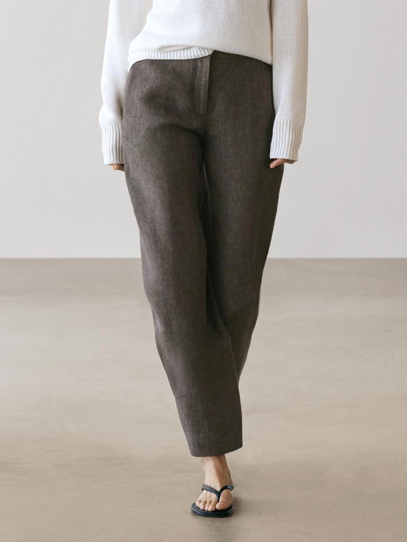 Льняные брюки прямого кроя