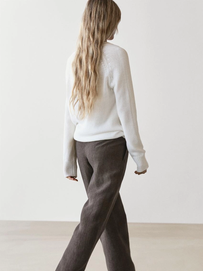 Льняные брюки прямого кроя