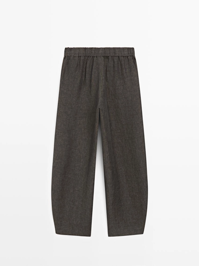 Льняные брюки прямого кроя