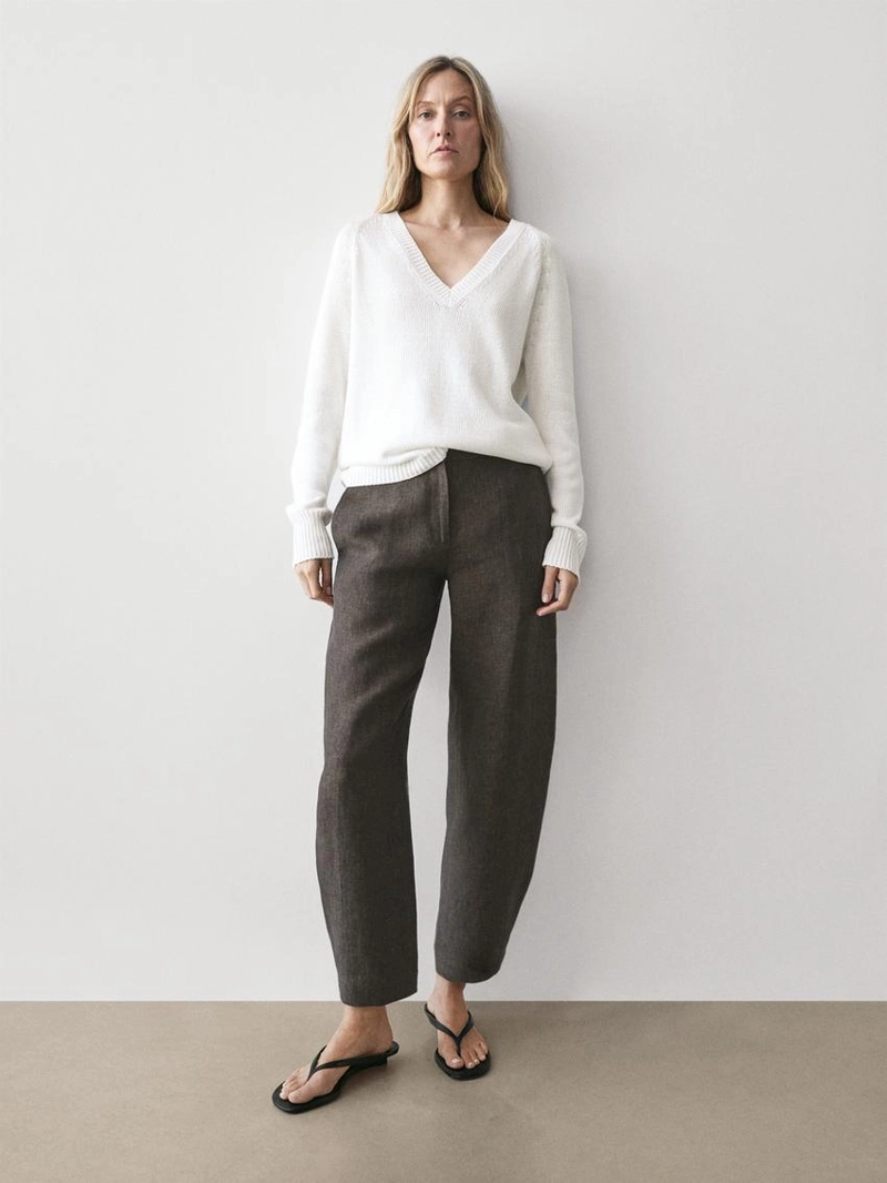 Льняные брюки прямого кроя