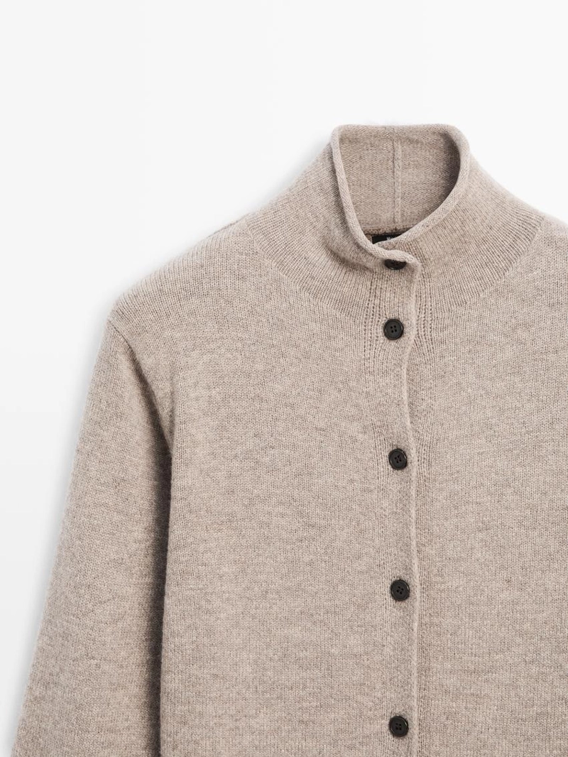 Кардиган из шерсти с высоким воротом