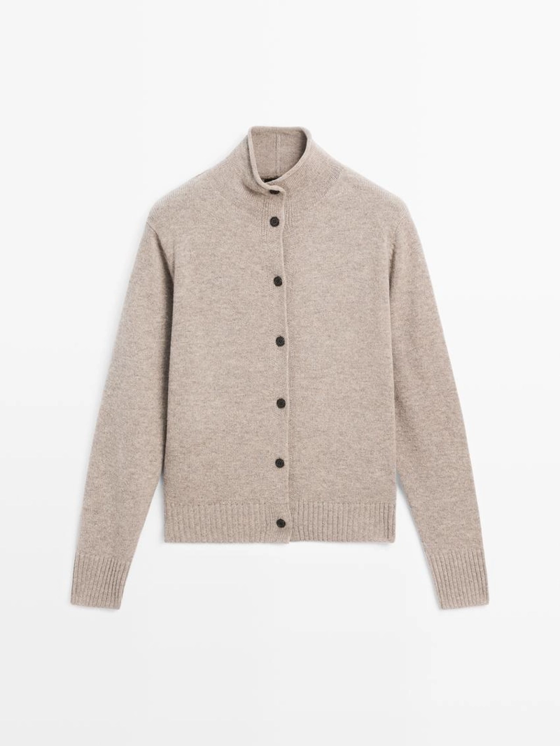 Кардиган из шерсти с высоким воротом