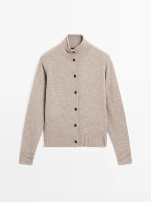 Кардиган из шерсти с высоким воротом- Заказать в России