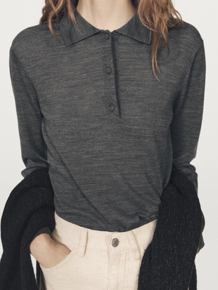 Свитер-поло из шерсти- Заказать в России