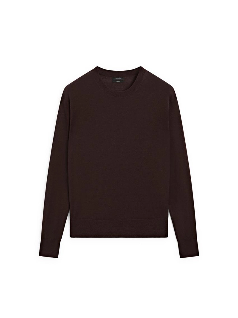 Тонкий вязаный свитер с круглым вырезом, 100% шерсть