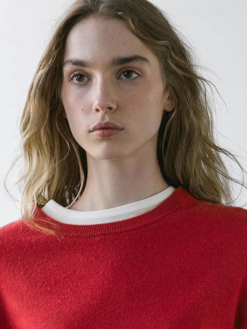 Вязанный свитер с круглым вырезом из шерстяной смеси