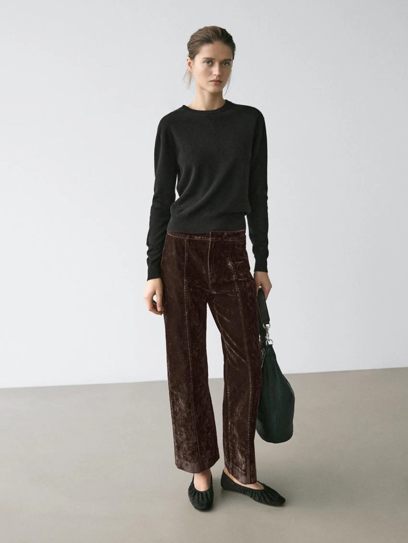 Кофта вязаная с круглым вырезом из шерсть смеси