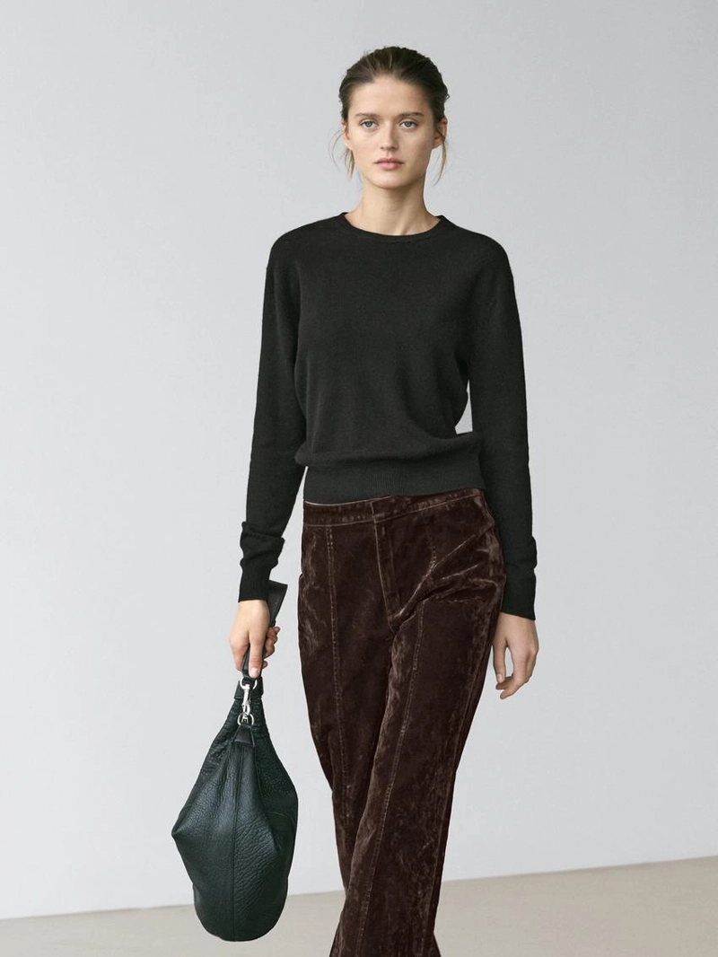 Кофта вязаная с круглым вырезом из шерсть смеси