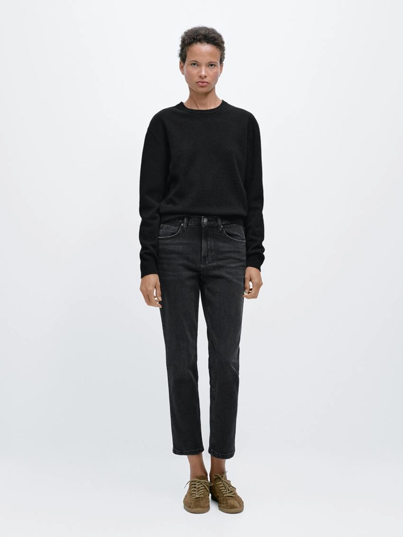 Кофта вязаная с круглым вырезом из шерсть смеси