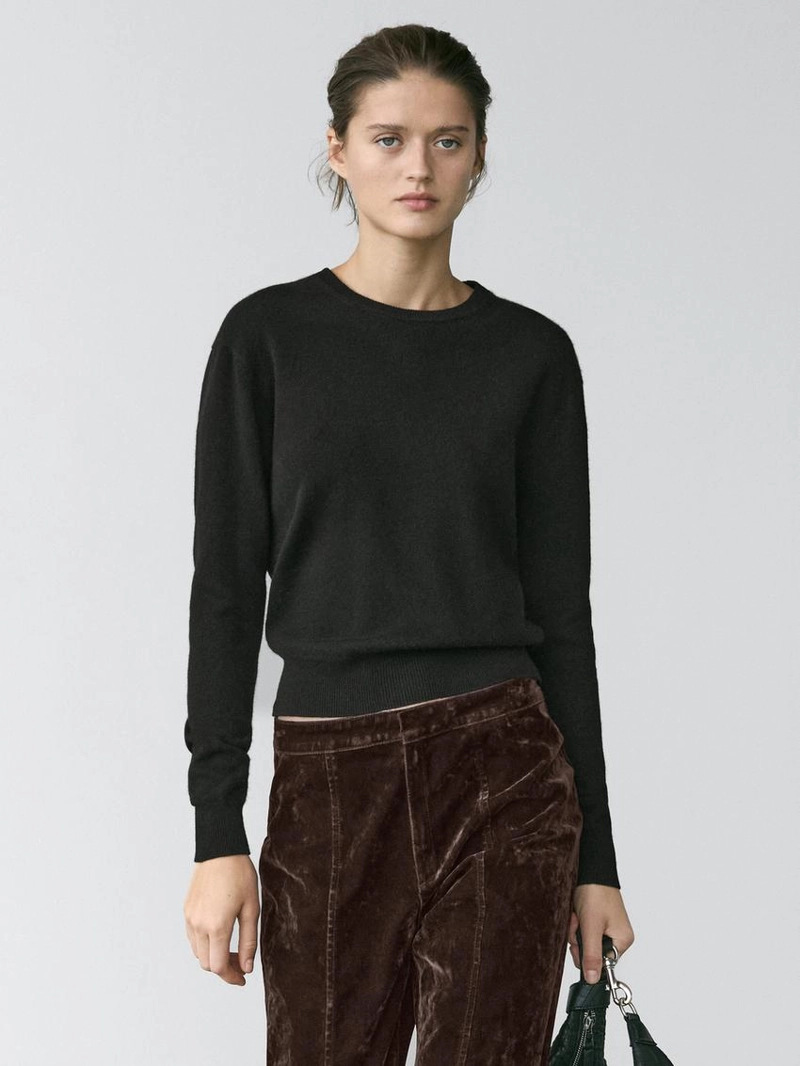 Кофта вязаная с круглым вырезом из шерсть смеси