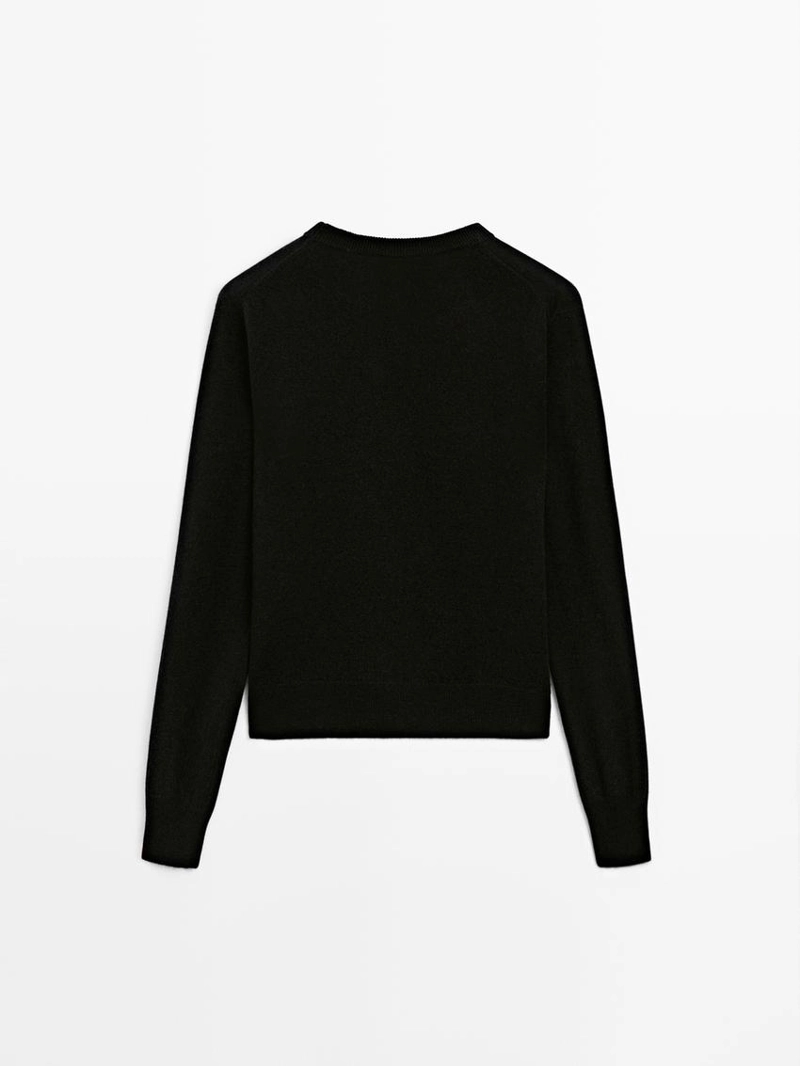 Кофта вязаная с круглым вырезом из шерсть смеси